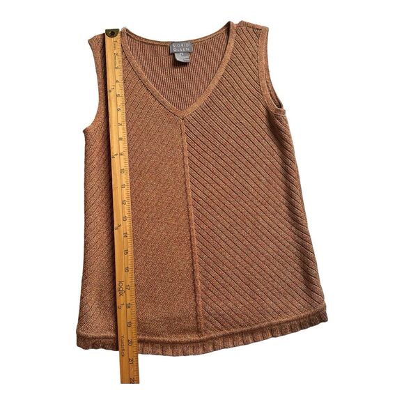 Sigrid Olsen Womens Knit Dark Orage Sleeveless Round V-Neck Tank Top XS Small - Picture 6 of 12